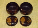 日本産本蛤（日向スワブテ）碁石３３号と紫檀蒔絵碁笥